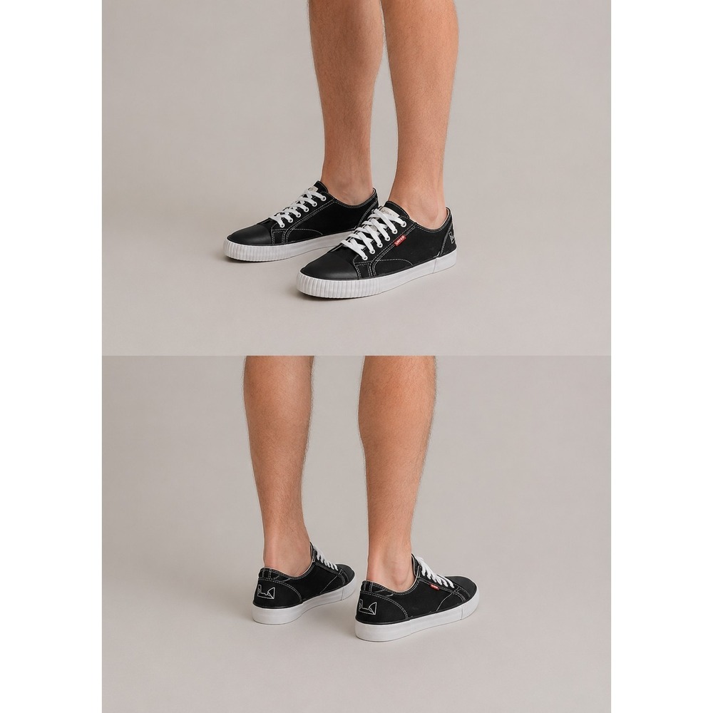 Levi's Black Canvas Low Top Sneakers Men's Size 8.5 Casual Lace Up Shoes